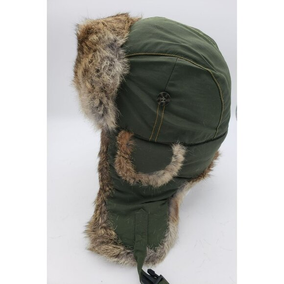 Mad Bomber Green Aviator Hat With Rabbit Fur Trim, Adult XL, Trapper Hunting - Picture 5 of 7